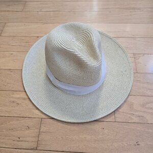 nine west | minimalist neutral cream coastal straw travel hat